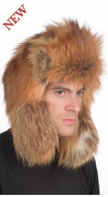 Golden fire fox fur hat Russian style, for men
